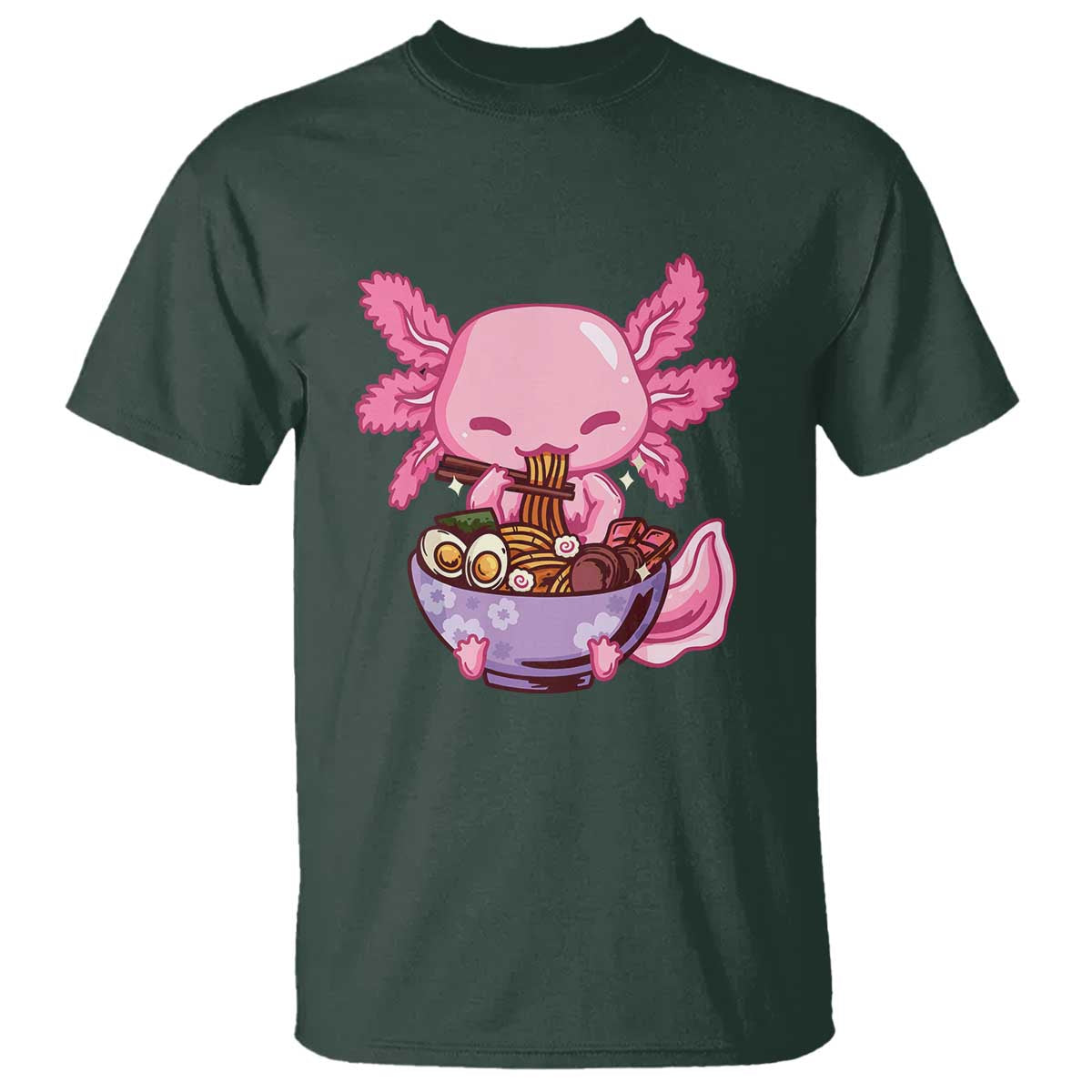 Kawaii Axolotl Eating Ramen T Shirt Japanese Noodles Lover Anime Otaku Manga
