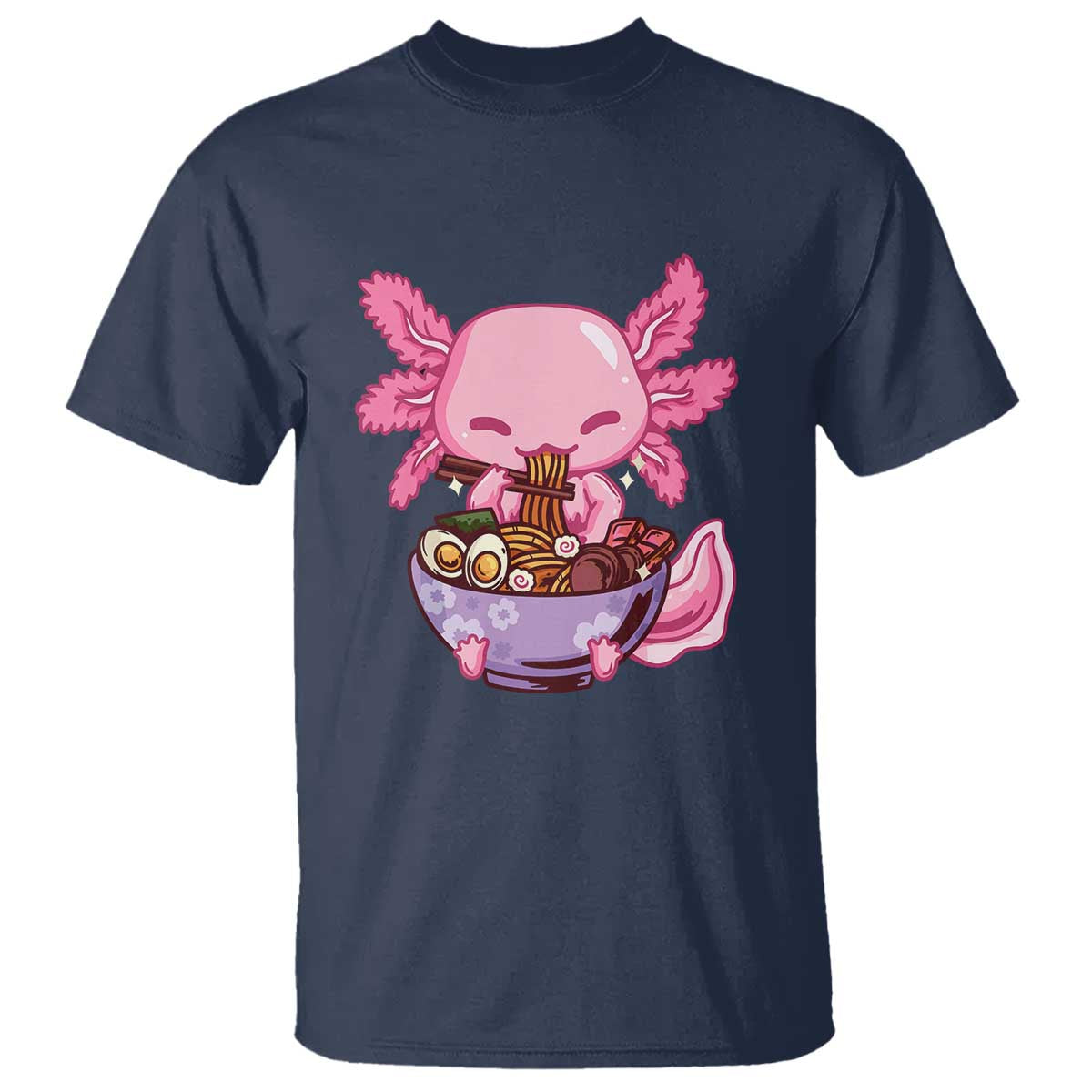 Kawaii Axolotl Eating Ramen T Shirt Japanese Noodles Lover Anime Otaku Manga