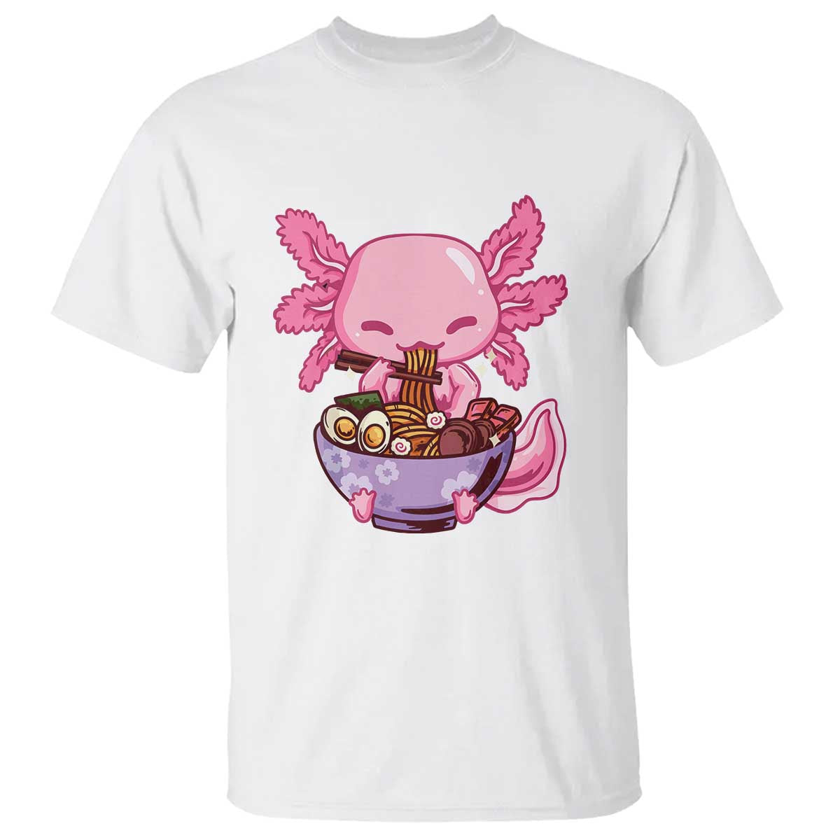 Kawaii Axolotl Eating Ramen T Shirt Japanese Noodles Lover Anime Otaku Manga
