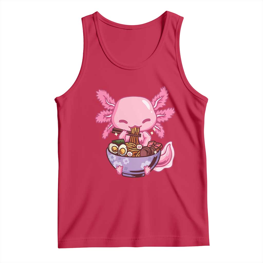 Kawaii Axolotl Eating Ramen Tank Top Japanese Noodles Lover Anime Otaku Manga