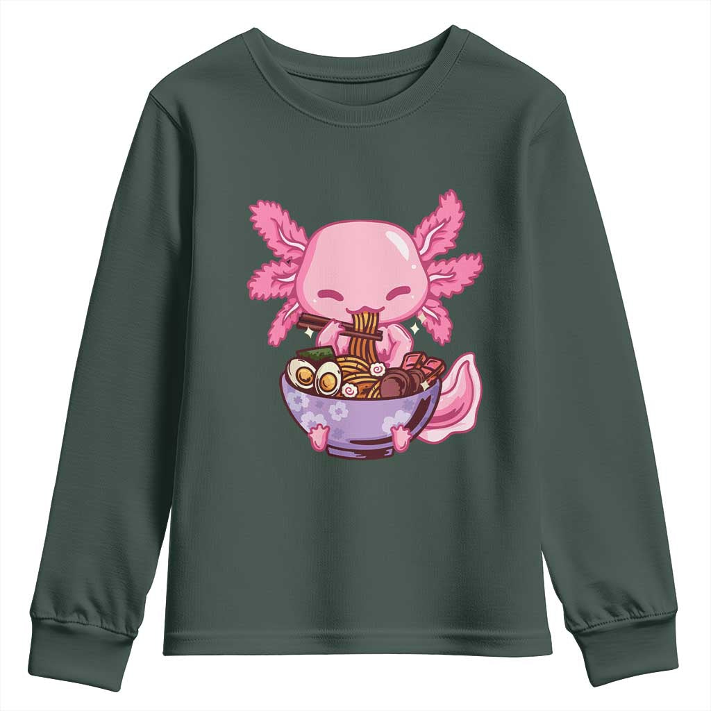 Kawaii Axolotl Eating Ramen Youth Sweatshirt Japanese Noodles Lover Anime Otaku Manga