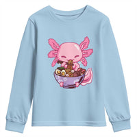 Kawaii Axolotl Eating Ramen Youth Sweatshirt Japanese Noodles Lover Anime Otaku Manga