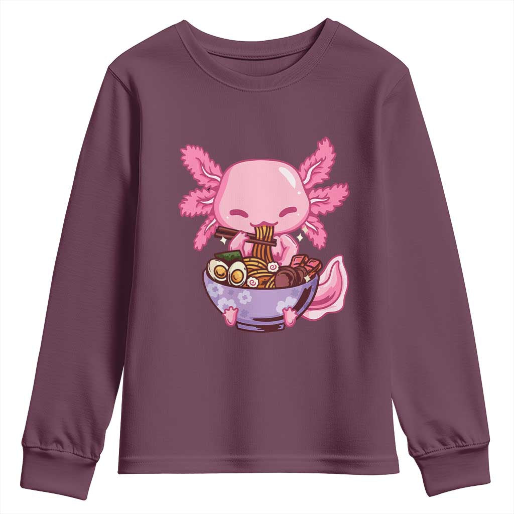 Kawaii Axolotl Eating Ramen Youth Sweatshirt Japanese Noodles Lover Anime Otaku Manga