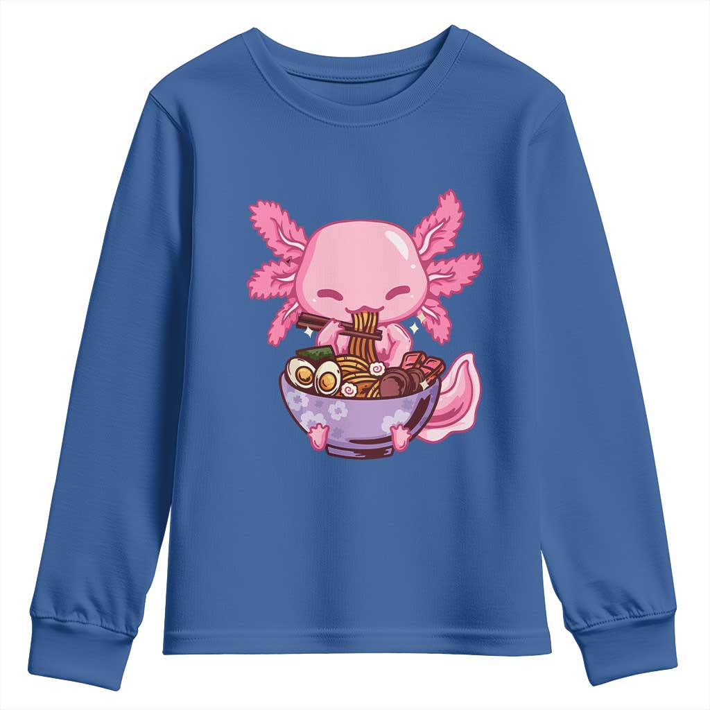Kawaii Axolotl Eating Ramen Youth Sweatshirt Japanese Noodles Lover Anime Otaku Manga