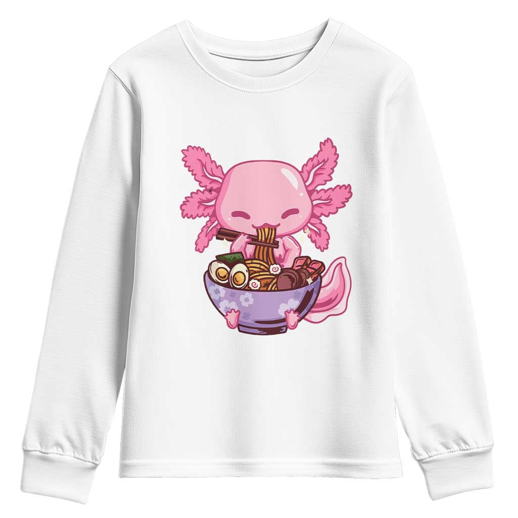 Kawaii Axolotl Eating Ramen Youth Sweatshirt Japanese Noodles Lover Anime Otaku Manga