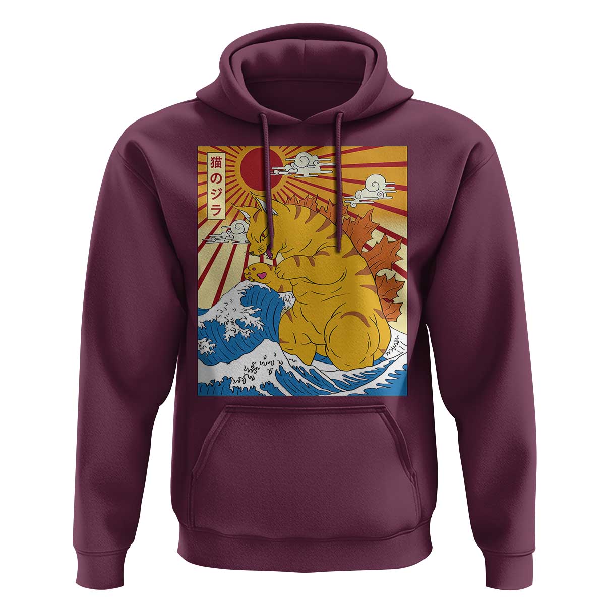 Funny Cat Japanese Anime Kawaii Hoodie Catzilla Meme Retro Vintage Graphic