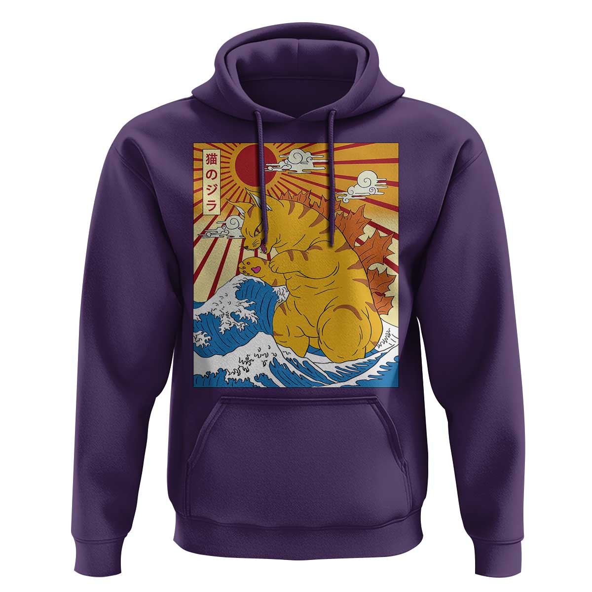 Funny Cat Japanese Anime Kawaii Hoodie Catzilla Meme Retro Vintage Graphic