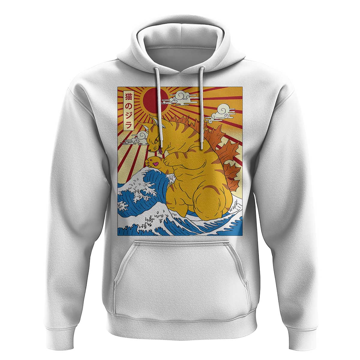 Funny Cat Japanese Anime Kawaii Hoodie Catzilla Meme Retro Vintage Graphic
