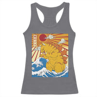 Funny Cat Japanese Anime Kawaii Racerback Tank Top Catzilla Meme Retro Vintage Graphic