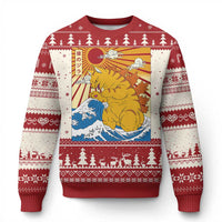 Funny Cat Japanese Anime Kawaii Ugly Christmas Sweater Catzilla Meme Retro Vintage Graphic - Wonder Print Shop
