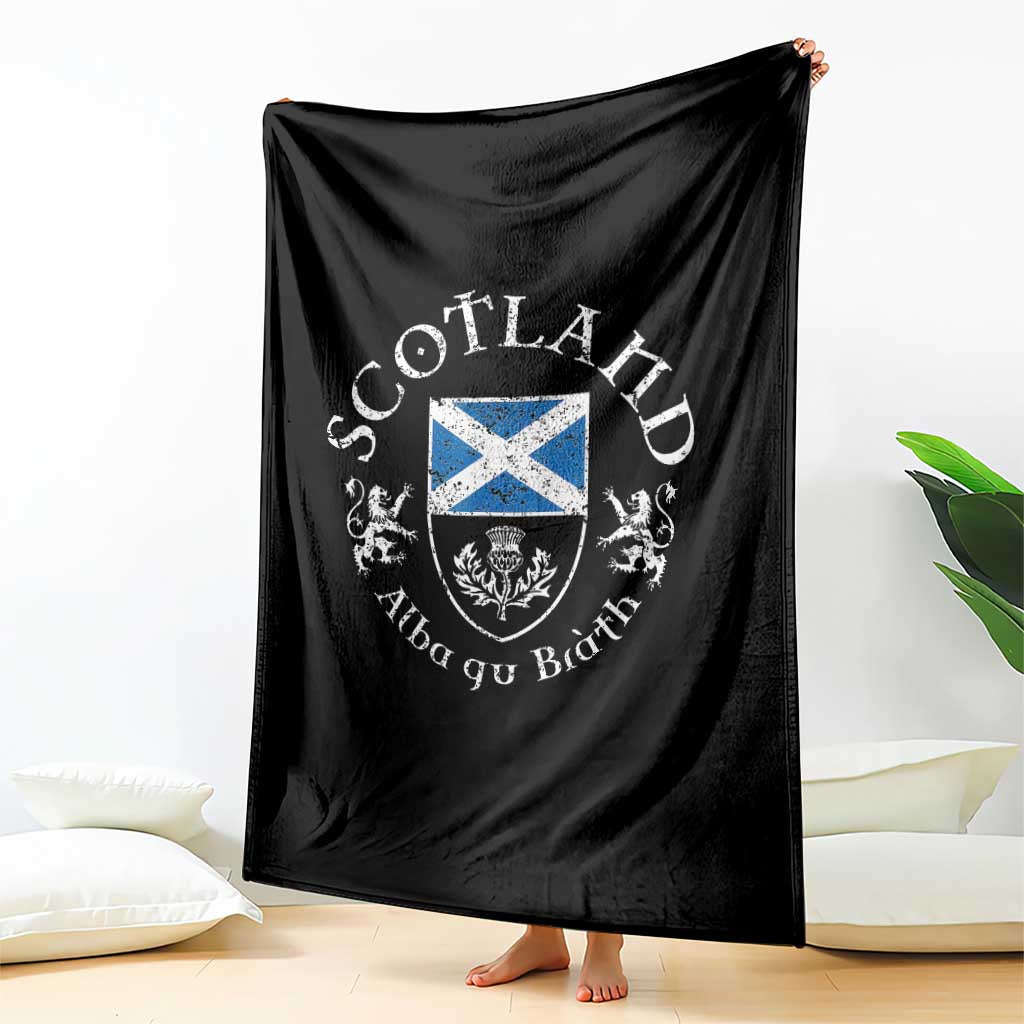 Scotland Alba gu Brath Scottish Thistle Emblem Throw Blanket Distressed Vintage Scottish Heritage Pride