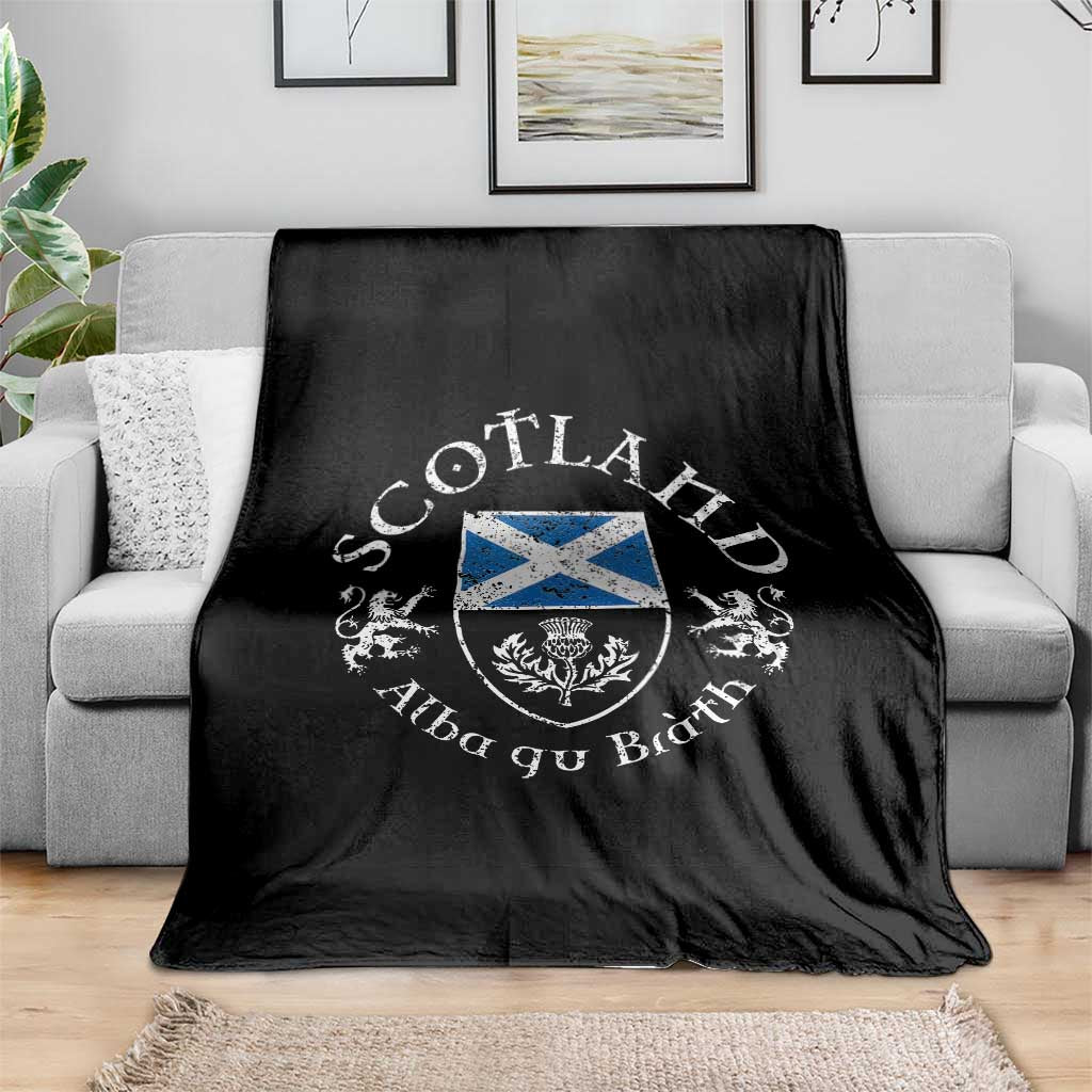 Scotland Alba gu Brath Scottish Thistle Emblem Throw Blanket Distressed Vintage Scottish Heritage Pride