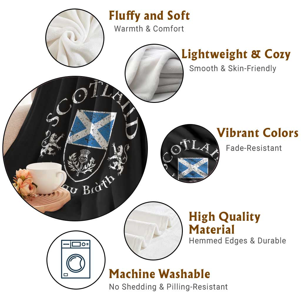 Scotland Alba gu Brath Scottish Thistle Emblem Throw Blanket Distressed Vintage Scottish Heritage Pride