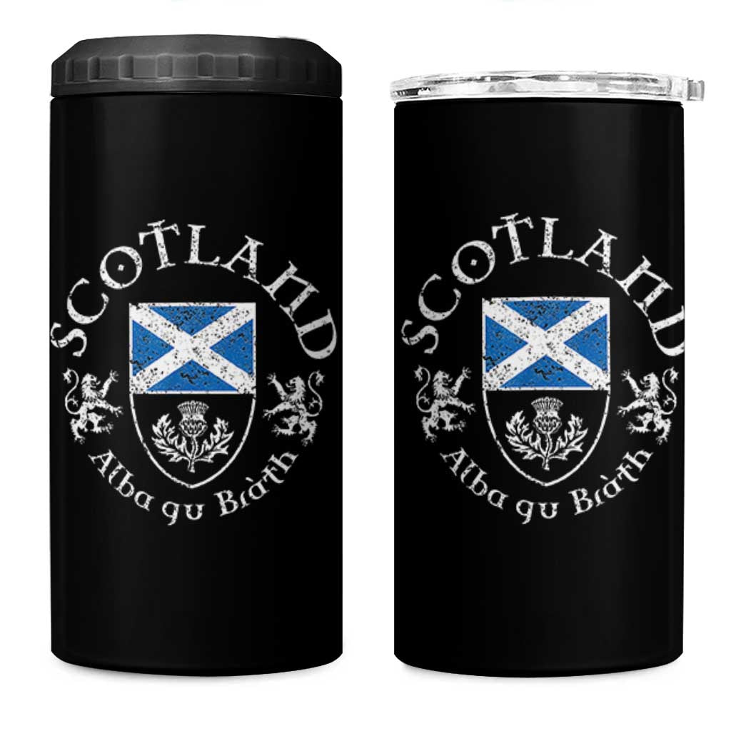Scotland Alba gu Brath Scottish Thistle Emblem 4 in 1 Can Cooler Tumbler Distressed Vintage Scottish Heritage Pride