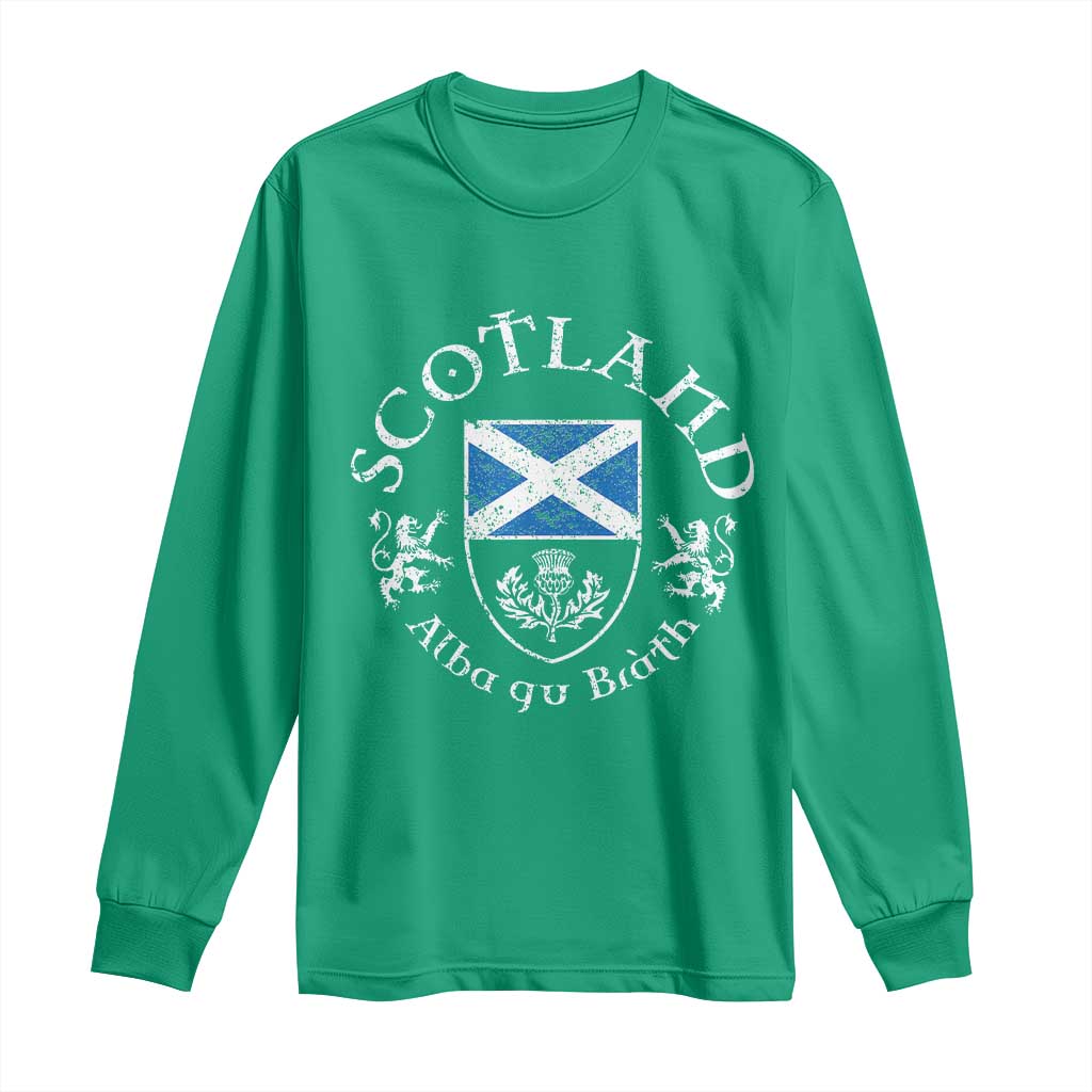 Scotland Alba gu Brath Scottish Thistle Emblem Long Sleeve Shirt Distressed Vintage Scottish Heritage Pride
