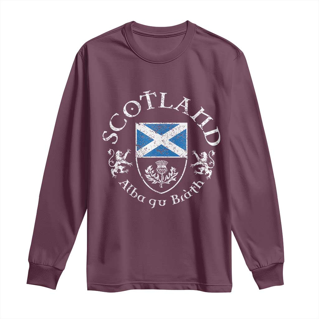 Scotland Alba gu Brath Scottish Thistle Emblem Long Sleeve Shirt Distressed Vintage Scottish Heritage Pride