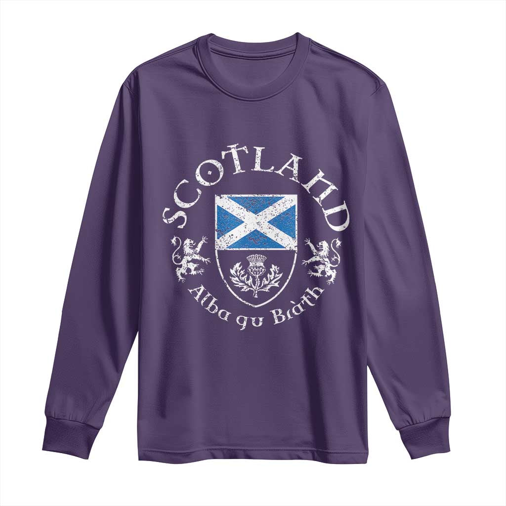 Scotland Alba gu Brath Scottish Thistle Emblem Long Sleeve Shirt Distressed Vintage Scottish Heritage Pride