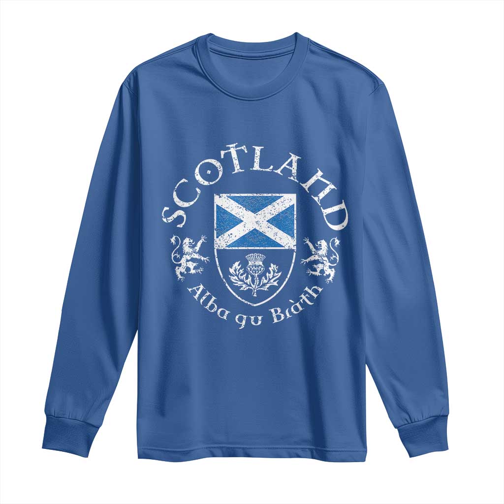 Scotland Alba gu Brath Scottish Thistle Emblem Long Sleeve Shirt Distressed Vintage Scottish Heritage Pride