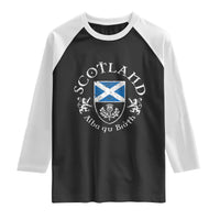 Scotland Alba gu Brath Scottish Thistle Emblem Raglan Shirt Distressed Vintage Scottish Heritage Pride
