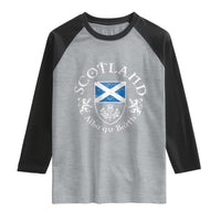 Scotland Alba gu Brath Scottish Thistle Emblem Raglan Shirt Distressed Vintage Scottish Heritage Pride
