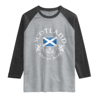 Scotland Alba gu Brath Scottish Thistle Emblem Raglan Shirt Distressed Vintage Scottish Heritage Pride