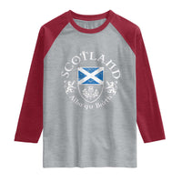 Scotland Alba gu Brath Scottish Thistle Emblem Raglan Shirt Distressed Vintage Scottish Heritage Pride