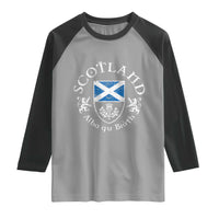 Scotland Alba gu Brath Scottish Thistle Emblem Raglan Shirt Distressed Vintage Scottish Heritage Pride