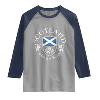 Scotland Alba gu Brath Scottish Thistle Emblem Raglan Shirt Distressed Vintage Scottish Heritage Pride