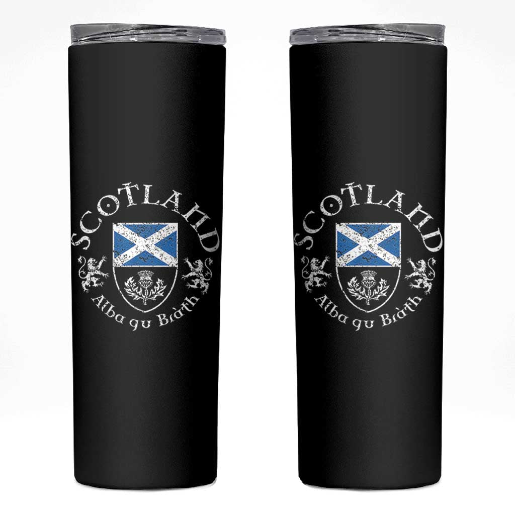 Scotland Alba gu Brath Scottish Thistle Emblem Skinny Tumbler Distressed Vintage Scottish Heritage Pride