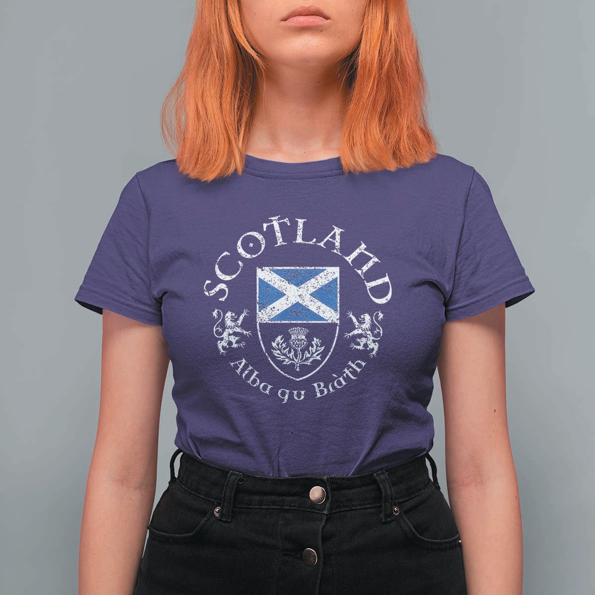 Scotland Alba gu Brath Scottish Thistle Emblem T Shirt For Women Distressed Vintage Scottish Heritage Pride