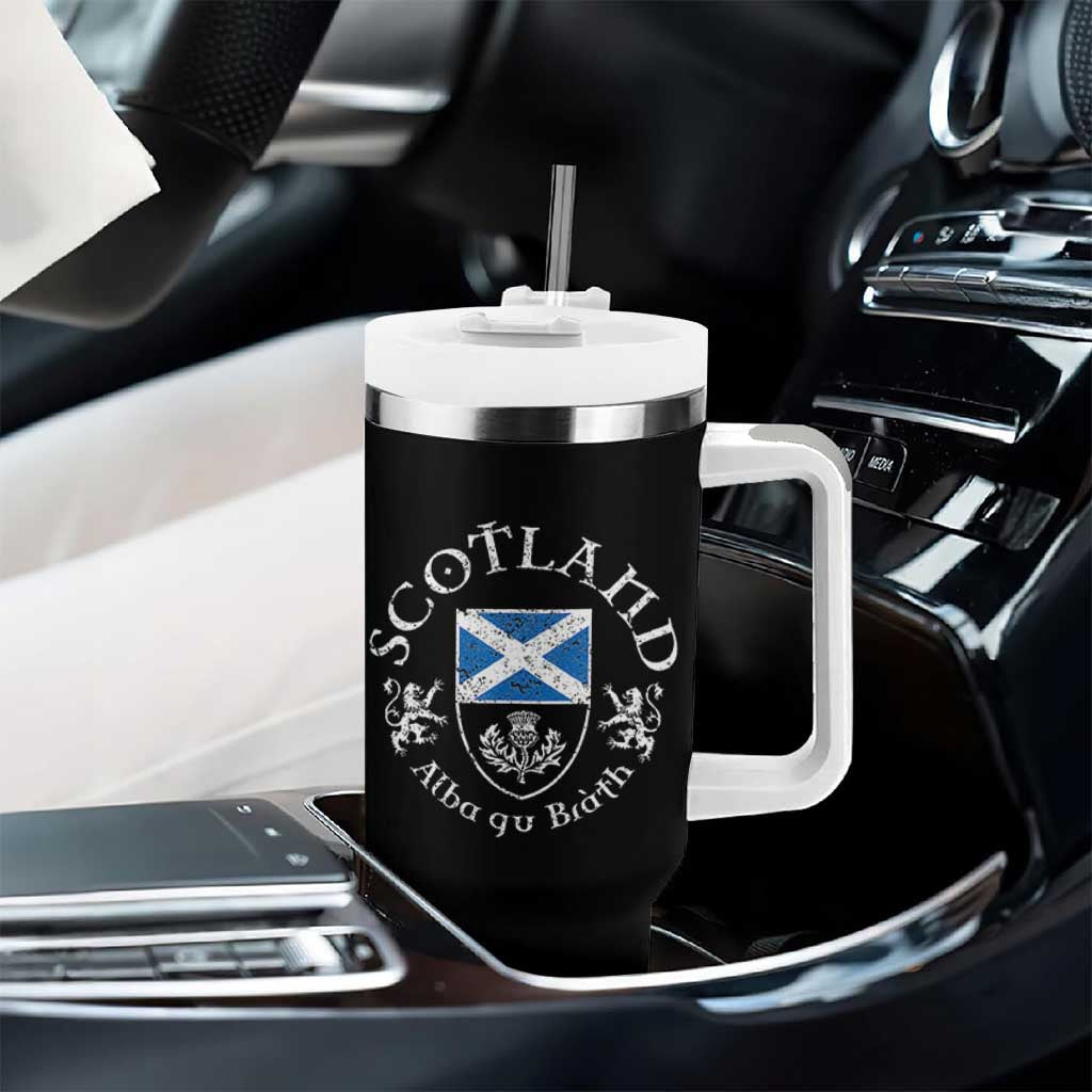Scotland Alba gu Brath Scottish Thistle Emblem Tumbler With Handle Distressed Vintage Scottish Heritage Pride
