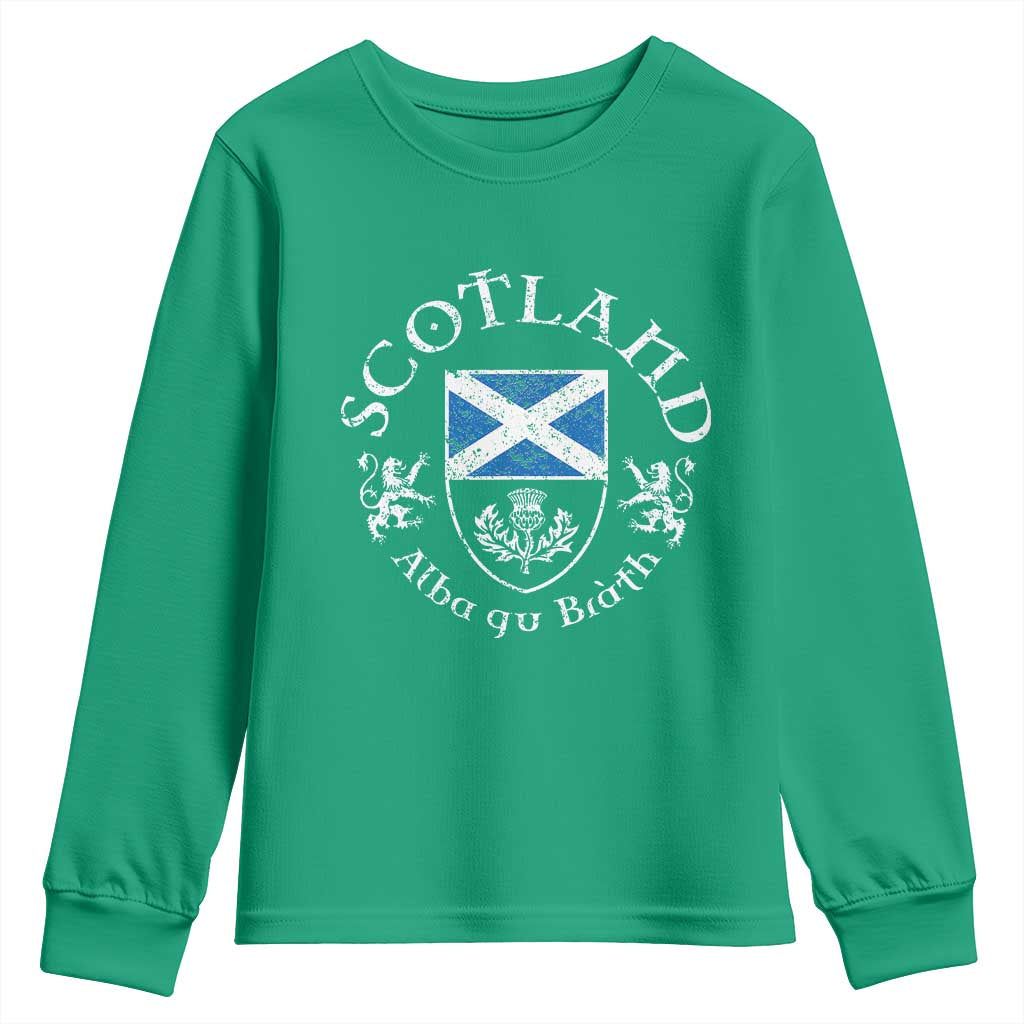 Scotland Alba gu Brath Scottish Thistle Emblem Youth Sweatshirt Distressed Vintage Scottish Heritage Pride