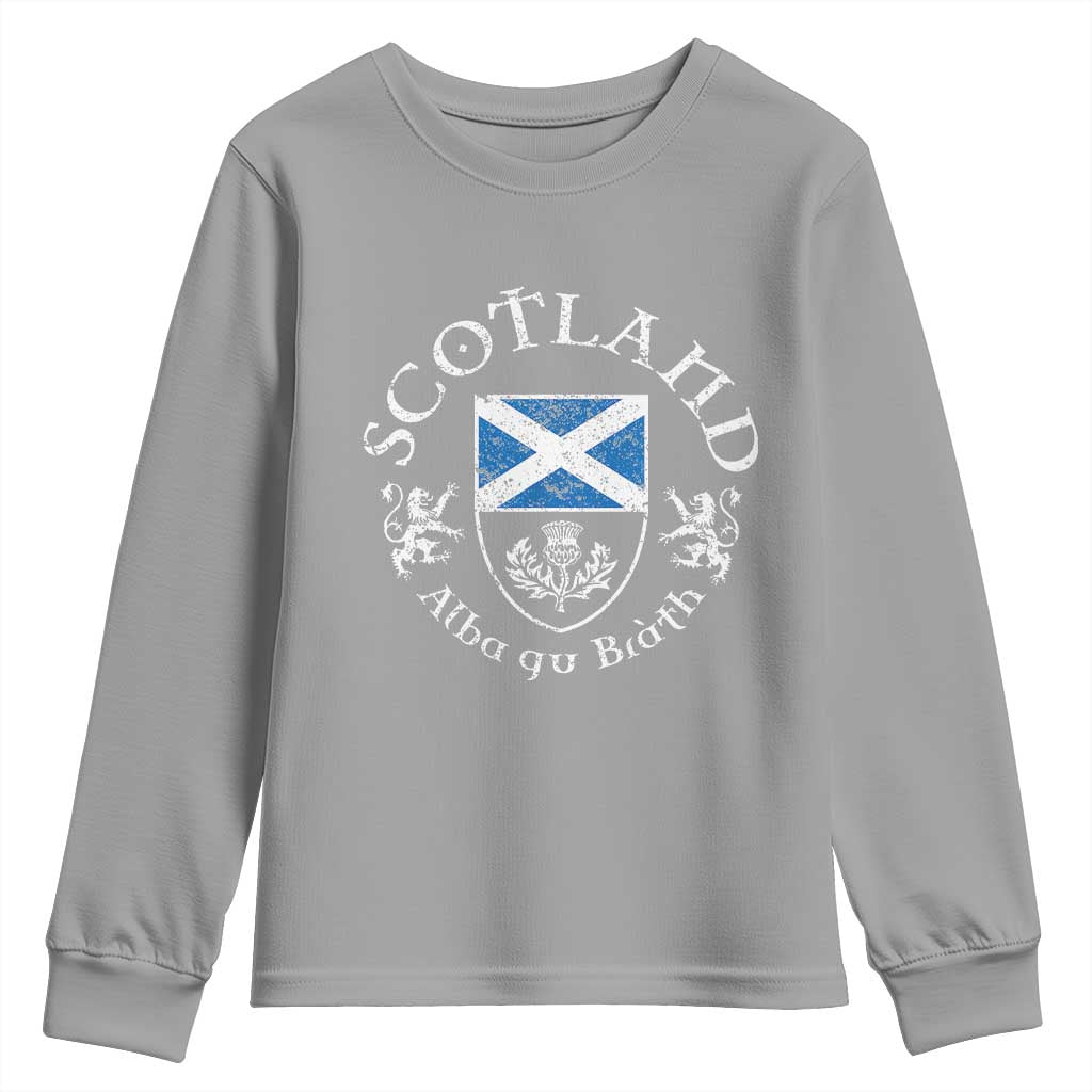 Scotland Alba gu Brath Scottish Thistle Emblem Youth Sweatshirt Distressed Vintage Scottish Heritage Pride