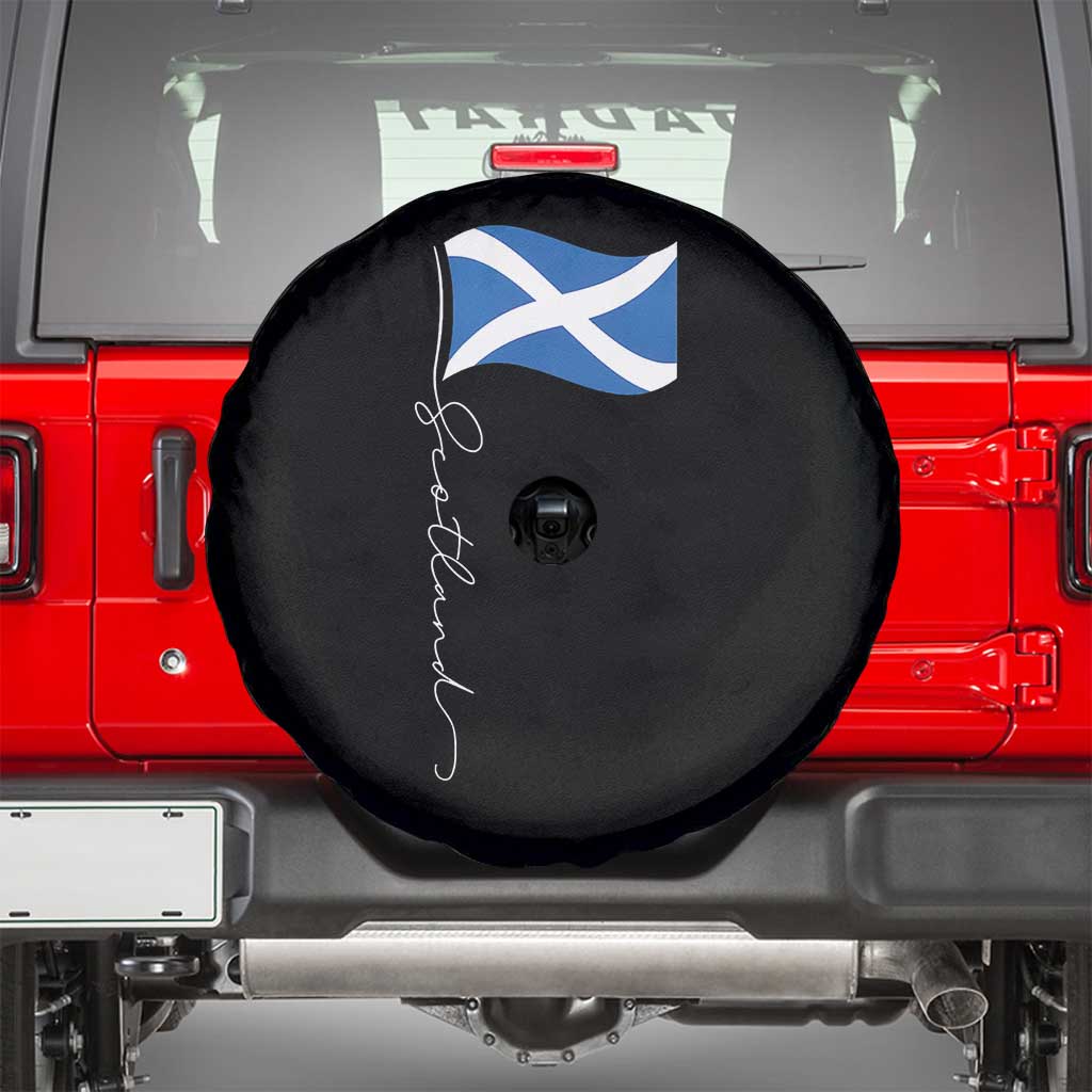 Scotland Saltire Waving Flag Spare Tire Cover Minimalist Scottish Heritage Pride