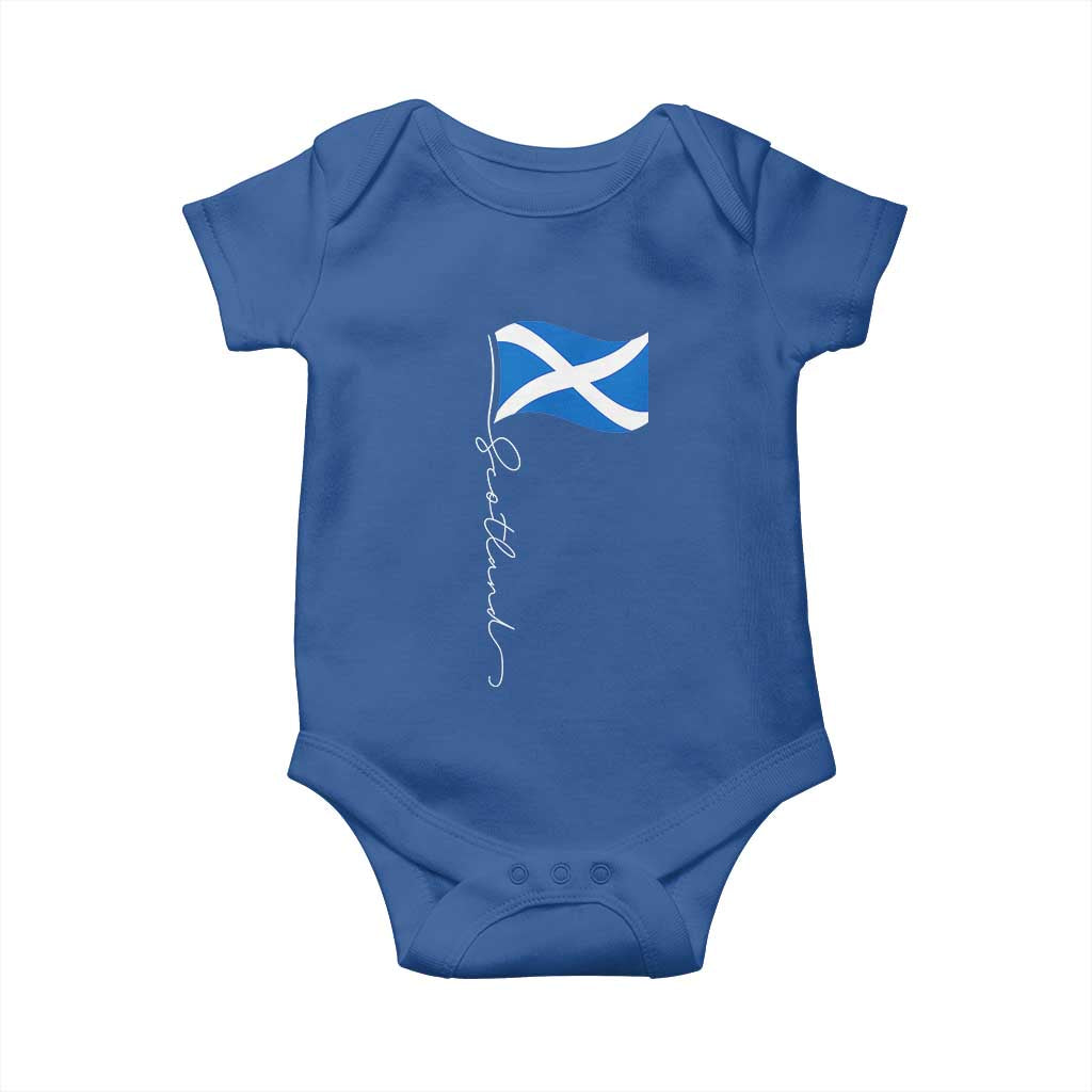 Scotland Saltire Waving Flag Baby Onesie Minimalist Scottish Heritage Pride
