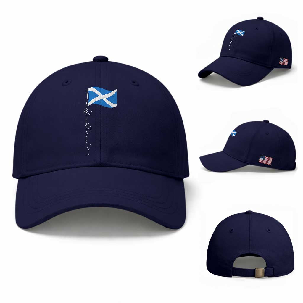 Scotland Saltire Waving Flag Baseball Cap Minimalist Scottish Heritage Pride