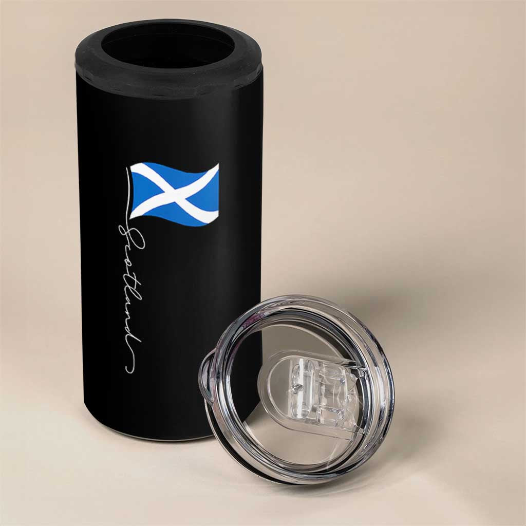Scotland Saltire Waving Flag 4 in 1 Can Cooler Tumbler Minimalist Scottish Heritage Pride