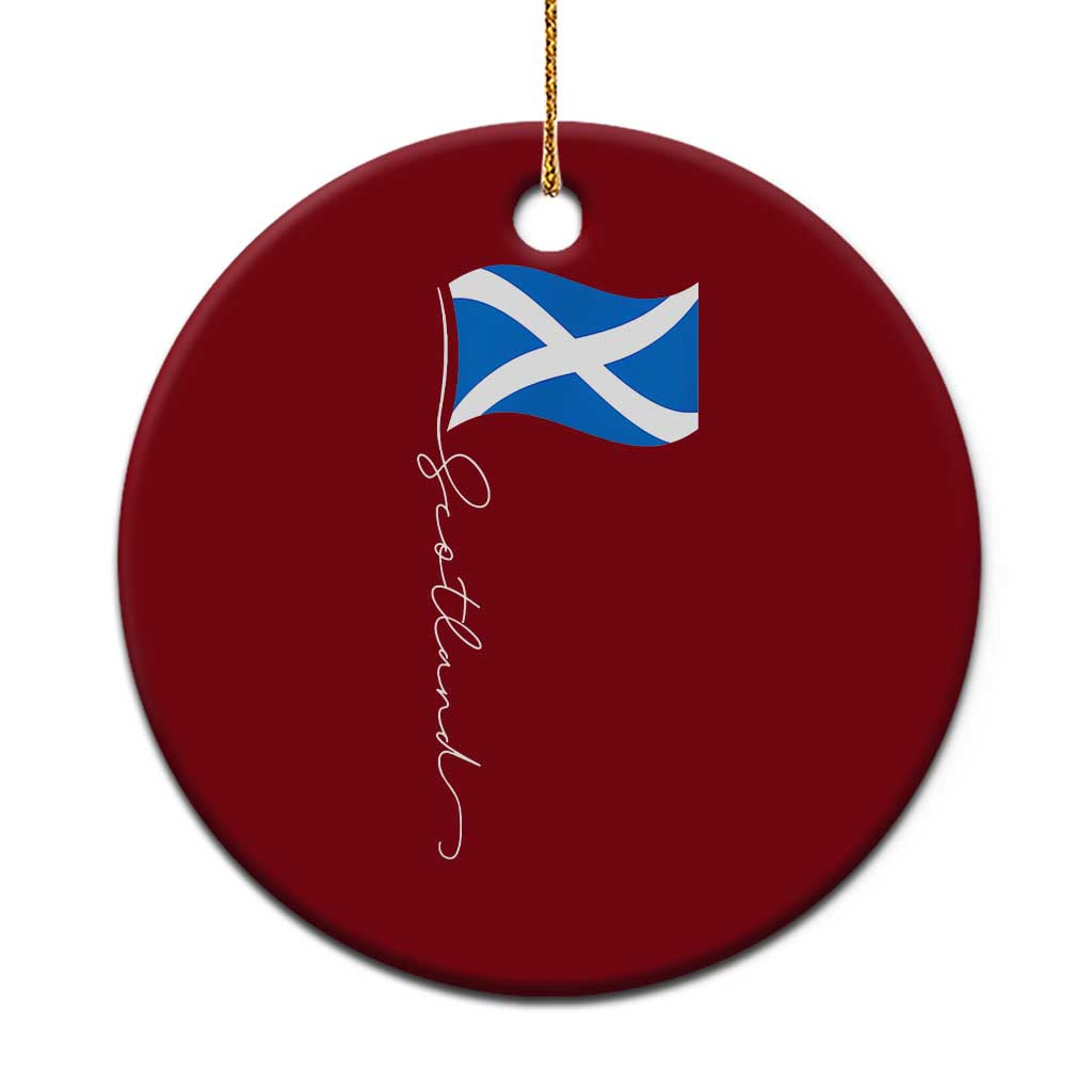 Scotland Saltire Waving Flag Ceramic Ornament Minimalist Scottish Heritage Pride