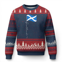 Scotland Saltire Waving Flag Ugly Christmas Sweater Minimalist Scottish Heritage Pride