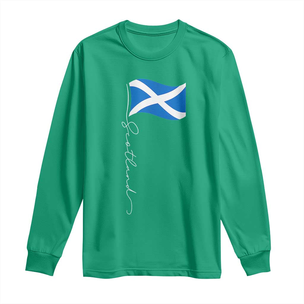 Scotland Saltire Waving Flag Long Sleeve Shirt Minimalist Scottish Heritage Pride