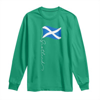 Scotland Saltire Waving Flag Long Sleeve Shirt Minimalist Scottish Heritage Pride
