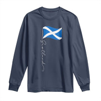 Scotland Saltire Waving Flag Long Sleeve Shirt Minimalist Scottish Heritage Pride