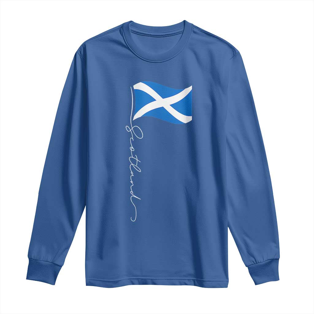 Scotland Saltire Waving Flag Long Sleeve Shirt Minimalist Scottish Heritage Pride