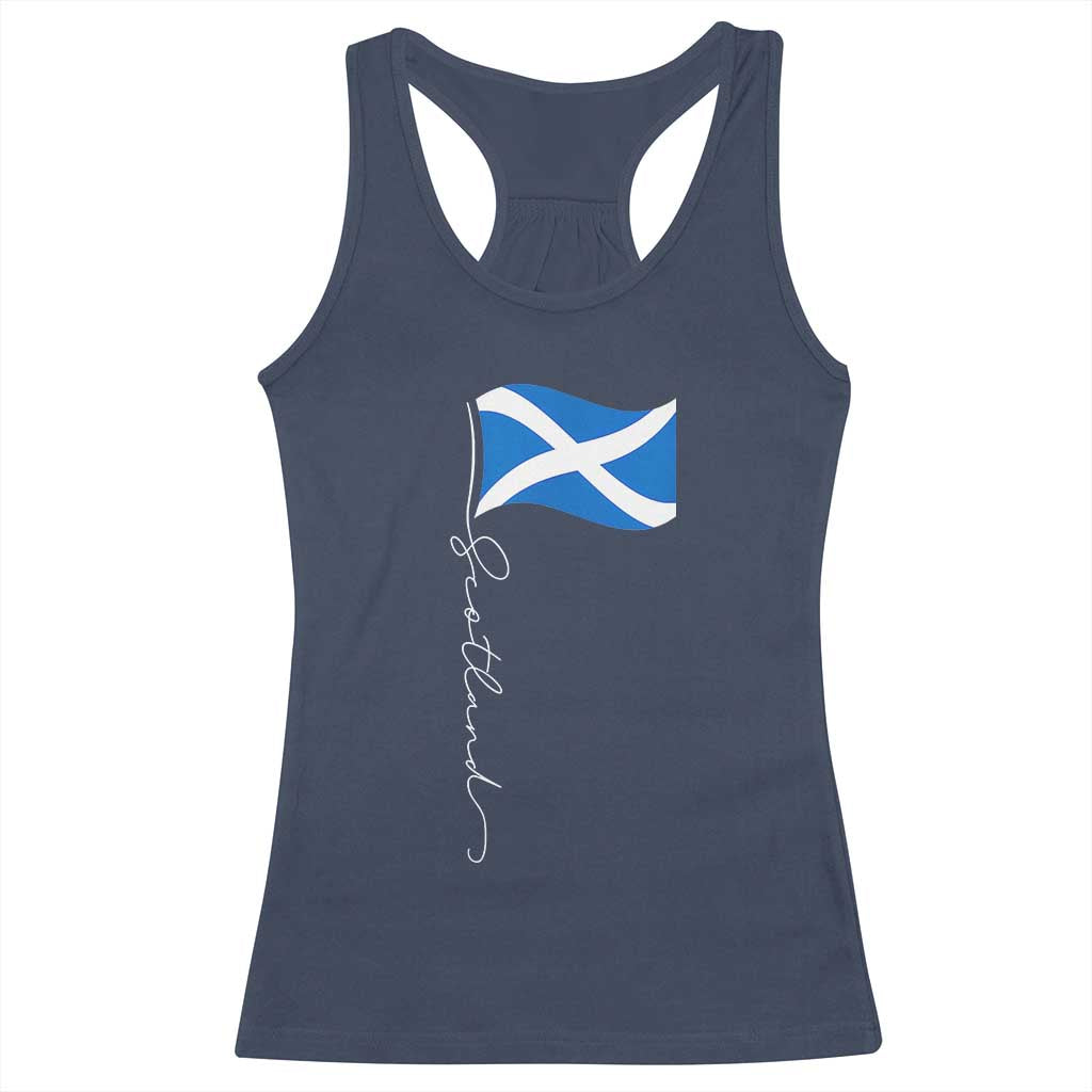 Scotland Saltire Waving Flag Racerback Tank Top Minimalist Scottish Heritage Pride