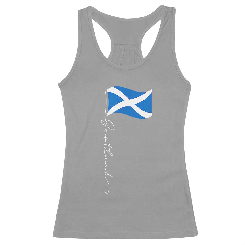 Scotland Saltire Waving Flag Racerback Tank Top Minimalist Scottish Heritage Pride