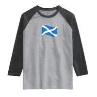 Scotland Saltire Waving Flag Raglan Shirt Minimalist Scottish Heritage Pride