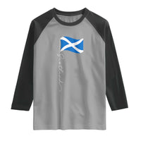 Scotland Saltire Waving Flag Raglan Shirt Minimalist Scottish Heritage Pride