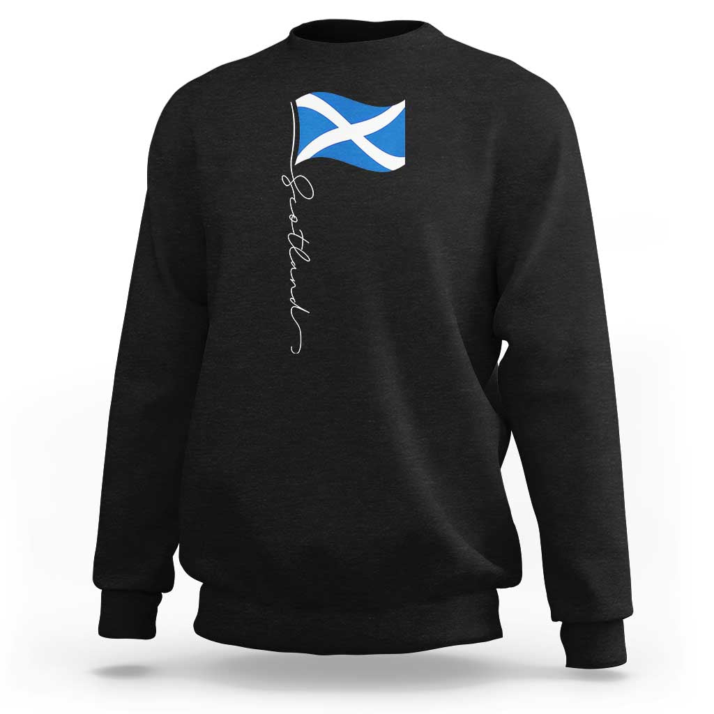 Scotland Saltire Waving Flag Sweatshirt Minimalist Scottish Heritage Pride