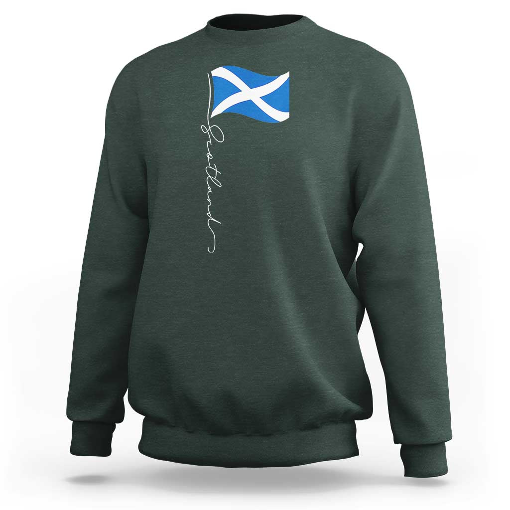 Scotland Saltire Waving Flag Sweatshirt Minimalist Scottish Heritage Pride