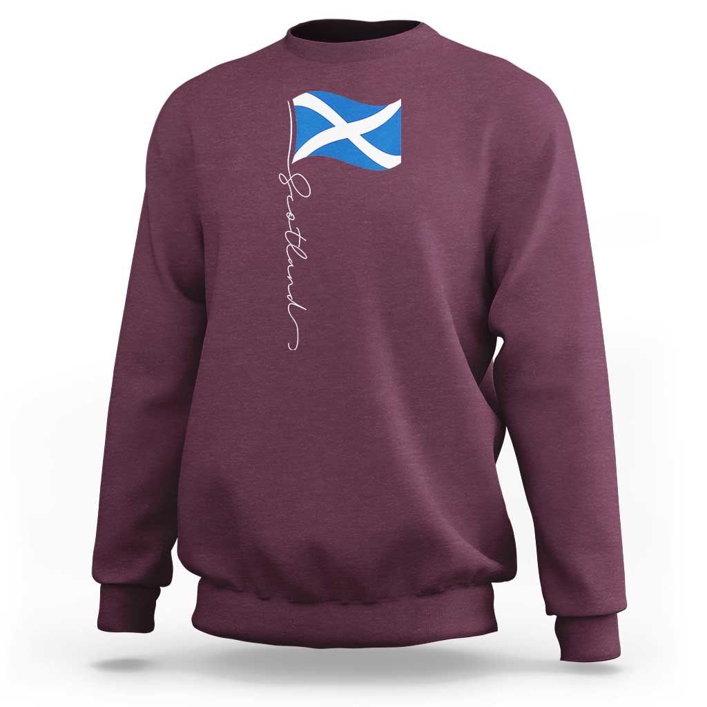 Scotland Saltire Waving Flag Sweatshirt Minimalist Scottish Heritage Pride